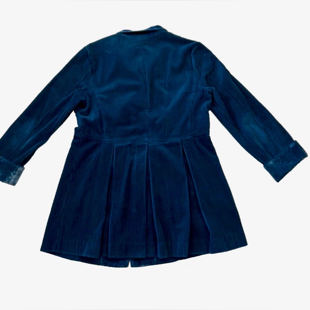 J. JILL Coat Jacket Corduroy Teal Blue Green Cotton Velvet Size Small
